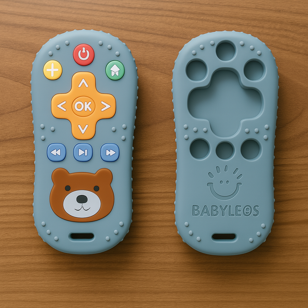 BABYLEOS Pack Ahorro 2 Mordedores Silicona Bebé – Mando a Distancia | Juguete Sensorial 3-12 Meses | Alivio Dentición, Baño y Autismo