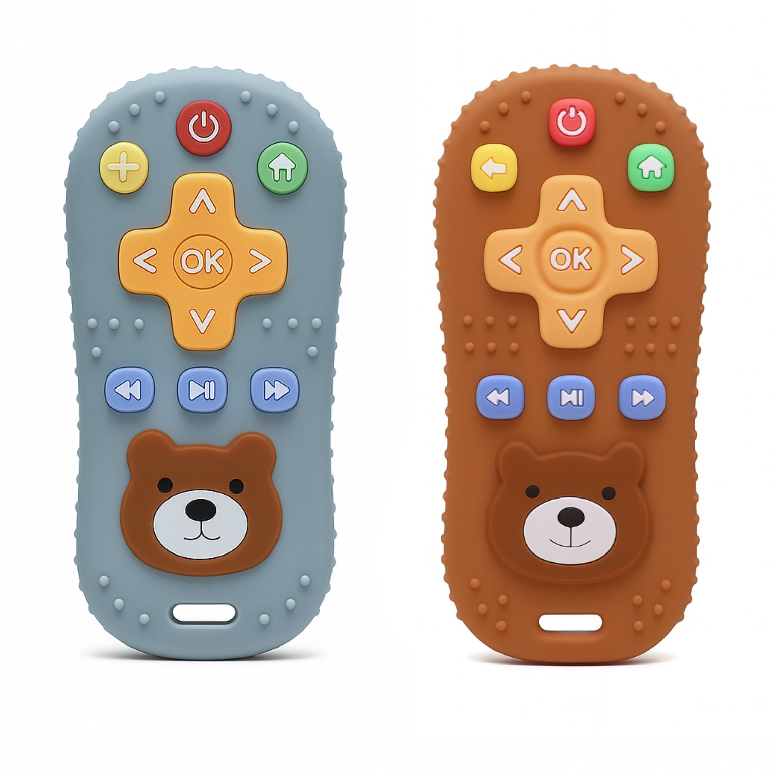 BABYLEOS Pack Ahorro 2 Mordedores Silicona Bebé – Mando a Distancia | Juguete Sensorial 3-12 Meses | Alivio Dentición, Baño y Autismo