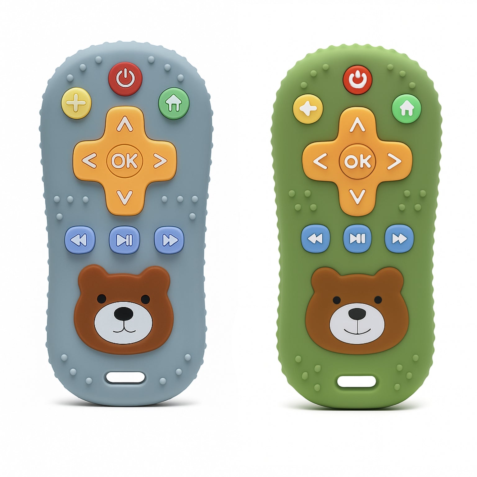 BABYLEOS Pack Ahorro 2 Mordedores Silicona Bebé – Mando a Distancia | Juguete Sensorial 3-12 Meses | Alivio Dentición, Baño y Autismo